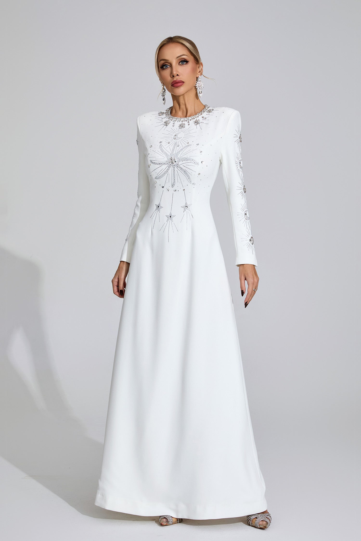 Galvina Diamond Maxi Dress In White
