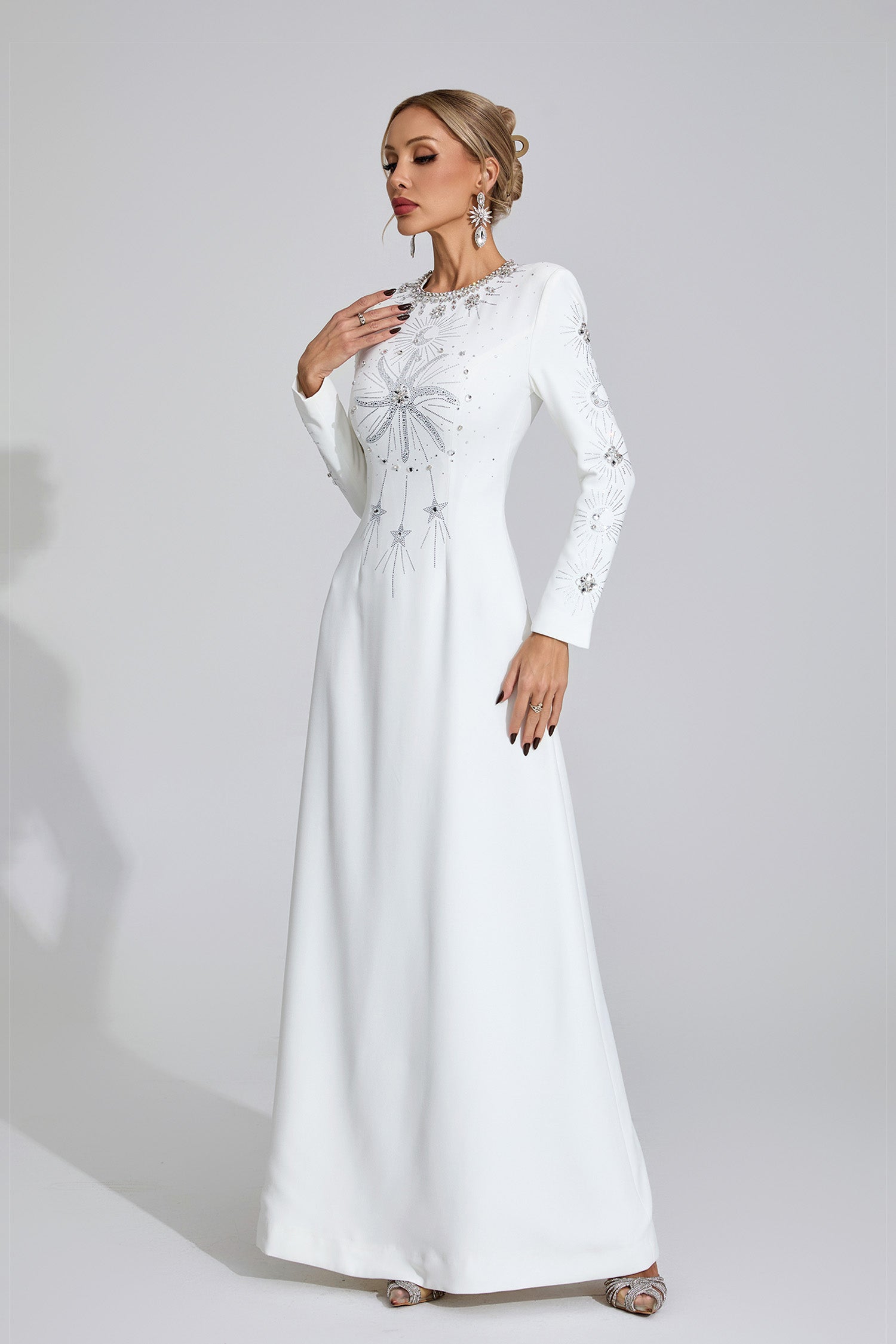 Galvina Diamond Maxi Dress In White