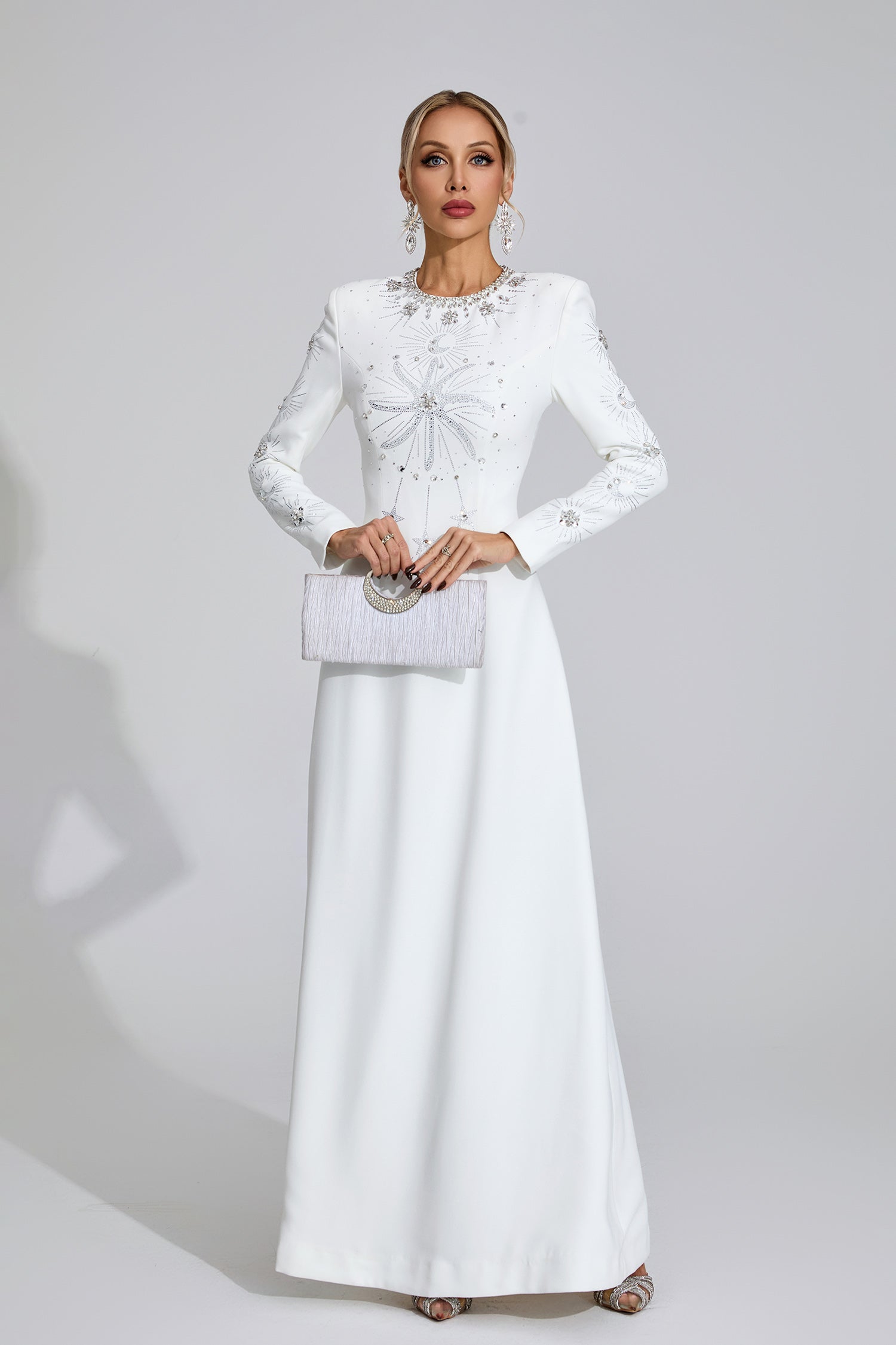 Galvina Diamond Maxi Dress In White