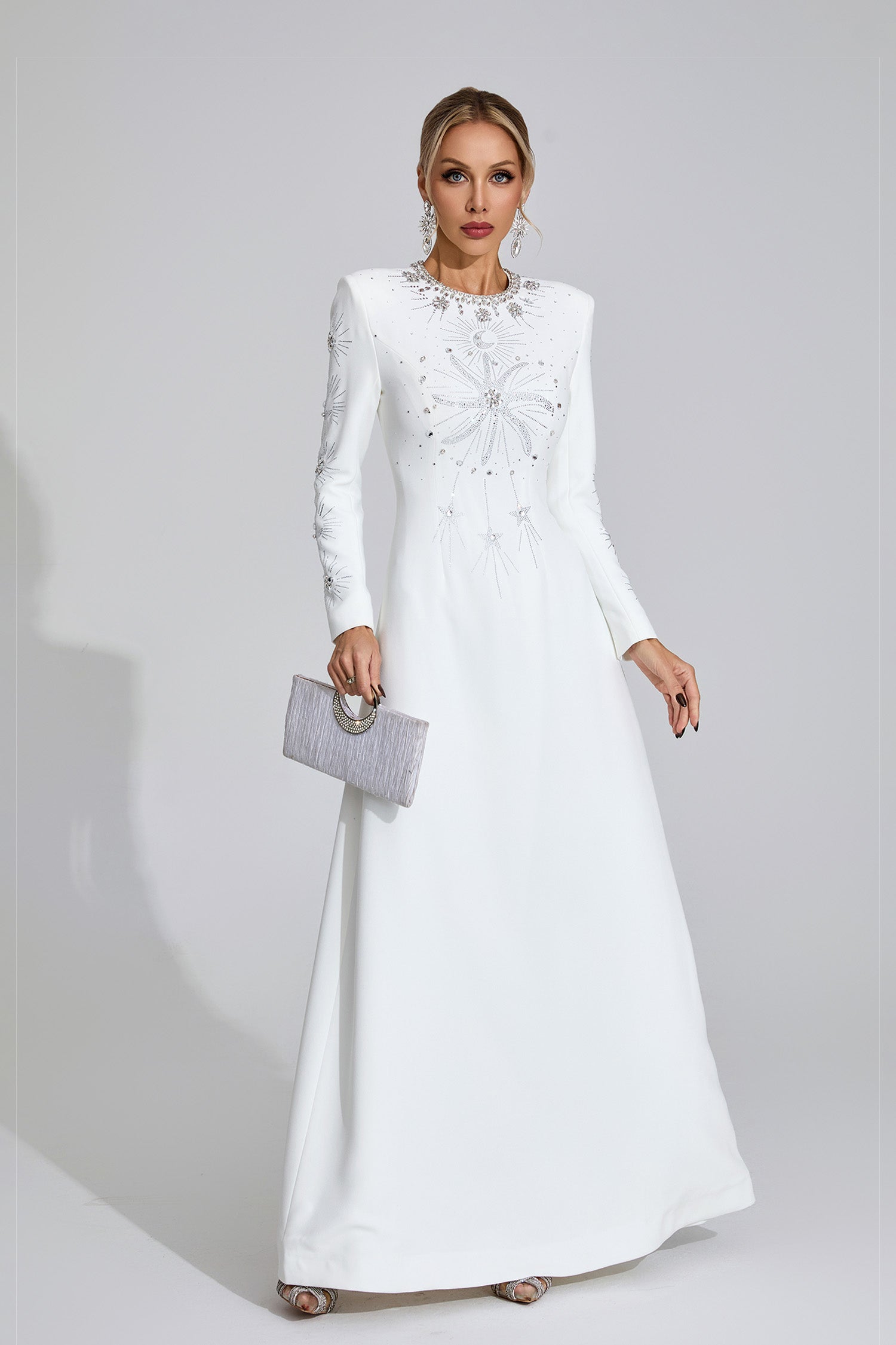 Galvina Diamond Maxi Dress In White