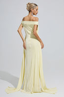 Fumiyo Yellow Ruffle Bandage Bodycon Maxi Dress