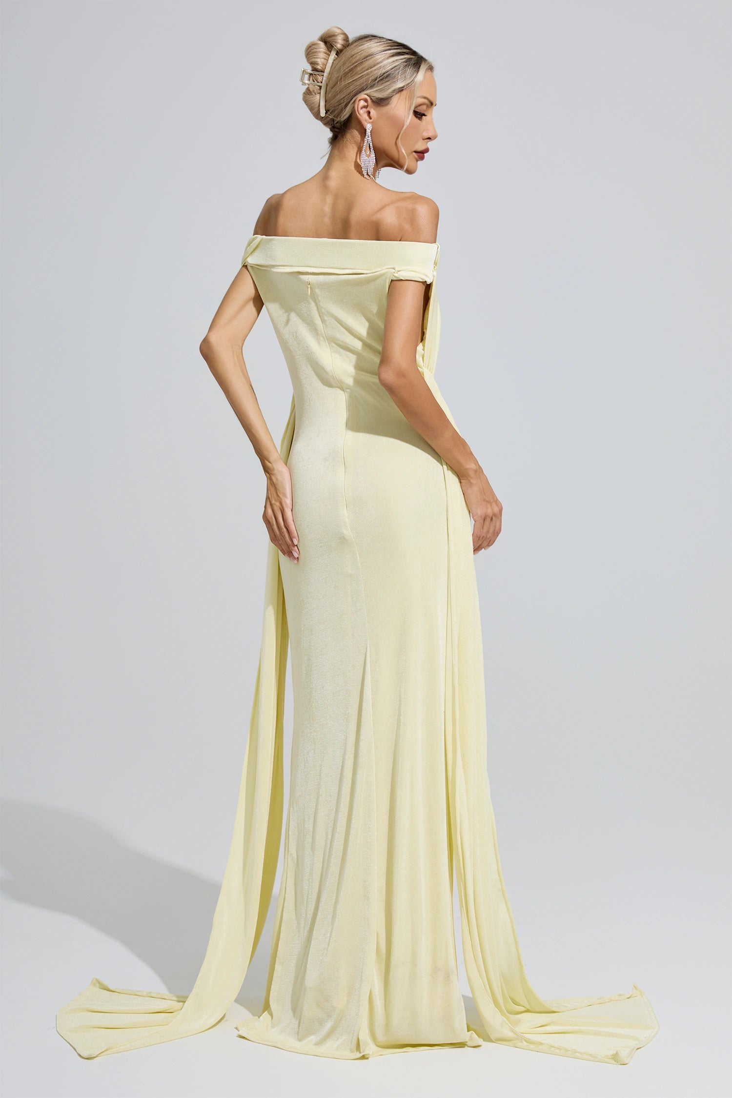 Fumiyo Yellow Ruffle Bandage Bodycon Maxi Dress