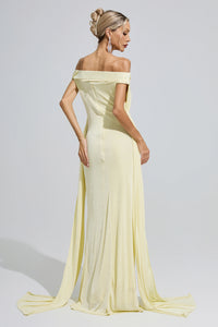 Fumiyo Yellow Ruffle Bandage Bodycon Maxi Dress