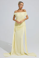 Fumiyo Yellow Ruffle Bandage Bodycon Maxi Dress