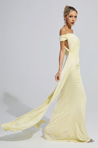 Fumiyo Yellow Ruffle Bandage Bodycon Maxi Dress