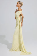 Fumiyo Yellow Ruffle Bandage Bodycon Maxi Dress