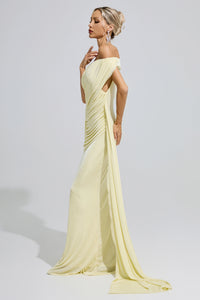 Fumiyo Yellow Ruffle Bandage Bodycon Maxi Dress