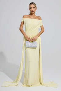 Fumiyo Yellow Ruffle Bandage Bodycon Maxi Dress