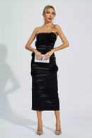 Heike Black Floral Strapless Evening Dress