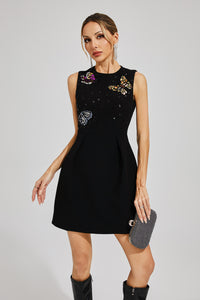 Vaelith Butterflies Mini Dress In Black