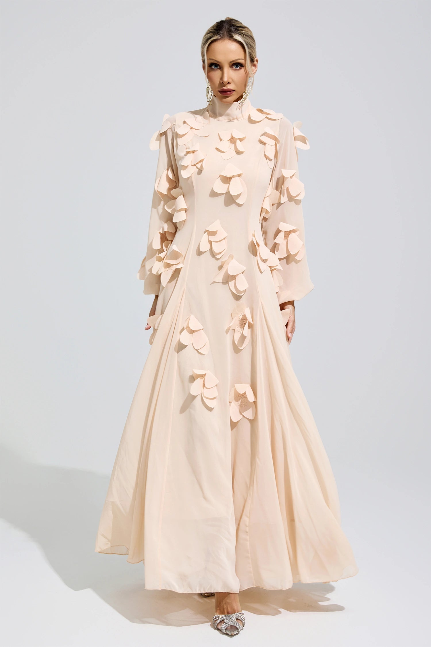Faldorin Apricot 3D Petal Maxi Dress