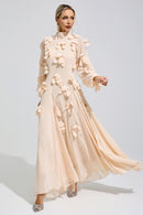 Faldorin Apricot 3D Petal Maxi Dress