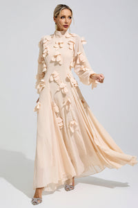 Faldorin Apricot 3D Petal Maxi Dress