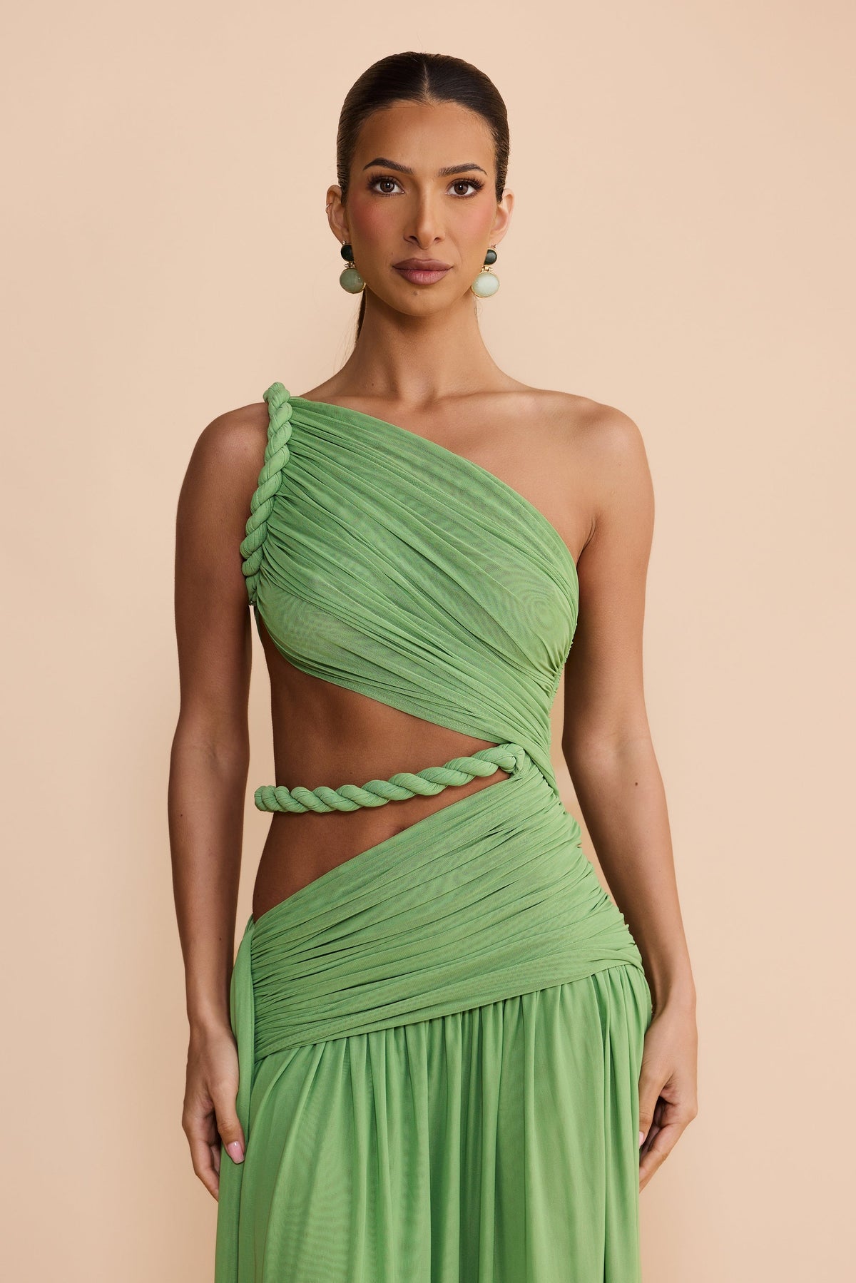 Seldari Asymmetric-Neck Sleeveless Maxi Dress In Green