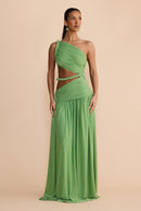 Seldari Asymmetric-Neck Sleeveless Maxi Dress In Green