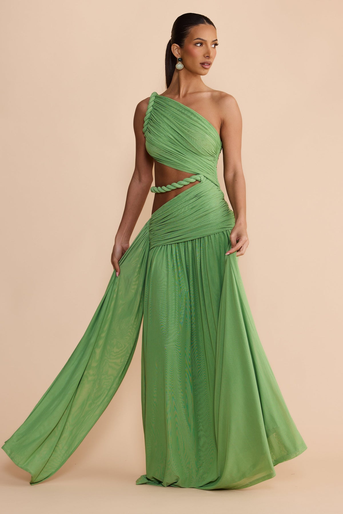 Seldari Asymmetric-Neck Sleeveless Maxi Dress In Green