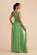 Seldari Asymmetric-Neck Sleeveless Maxi Dress In Green