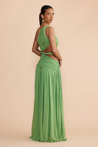 Seldari Asymmetric-Neck Sleeveless Maxi Dress In Green
