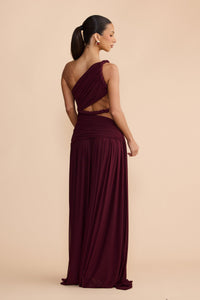 Seldari Asymmetric-Neck Sleeveless Maxi Dress In Burgundy