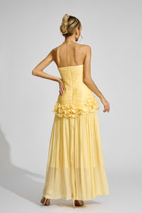 Zulekha Off Shoulder Ruffled Maxi Dress In Yellow