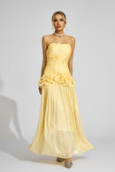 Zulekha Off Shoulder Ruffled Maxi Dress In Yellow