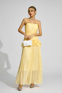 Zulekha Off Shoulder Ruffled Maxi Dress In Yellow