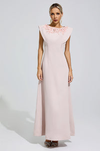 Faskel Pink Sleeveless Beaded Maxi Dress
