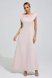 Faskel Pink Sleeveless Beaded Maxi Dress