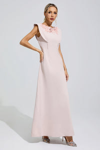 Faskel Pink Sleeveless Beaded Maxi Dress