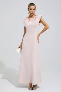 Faskel Pink Sleeveless Beaded Maxi Dress