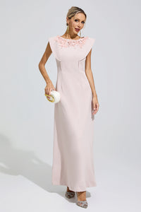 Faskel Pink Sleeveless Beaded Maxi Dress