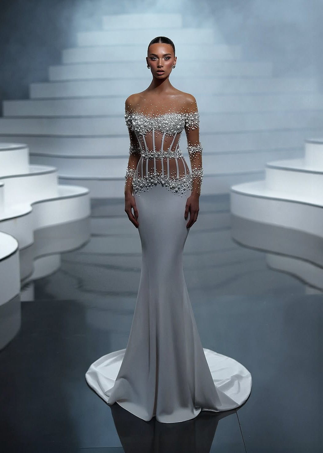 Izenora Beaded Mermaid Maxi Dress
