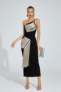 Saphira One Shoulder Bandage Maxi Dress In Black