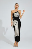 Saphira One Shoulder Bandage Maxi Dress In Black