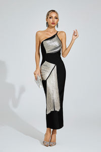 Saphira One Shoulder Bandage Maxi Dress In Black