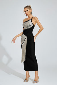 Saphira One Shoulder Bandage Maxi Dress In Black