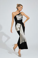 Saphira One Shoulder Bandage Maxi Dress In Black