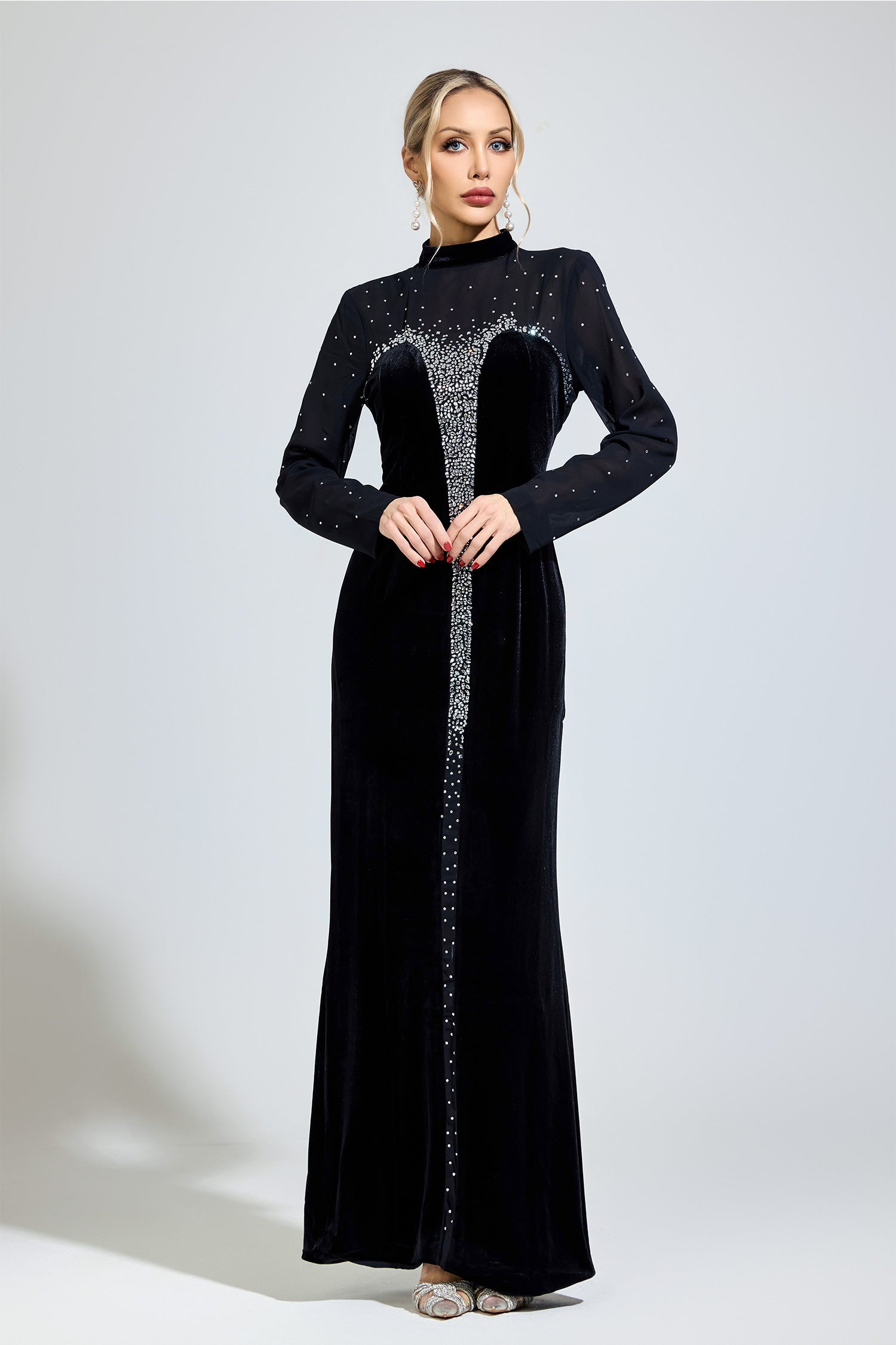 Sovqen Black Velvet Maxi Dress