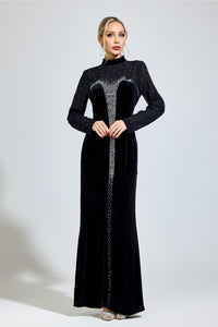 Sovqen Black Velvet Maxi Dress