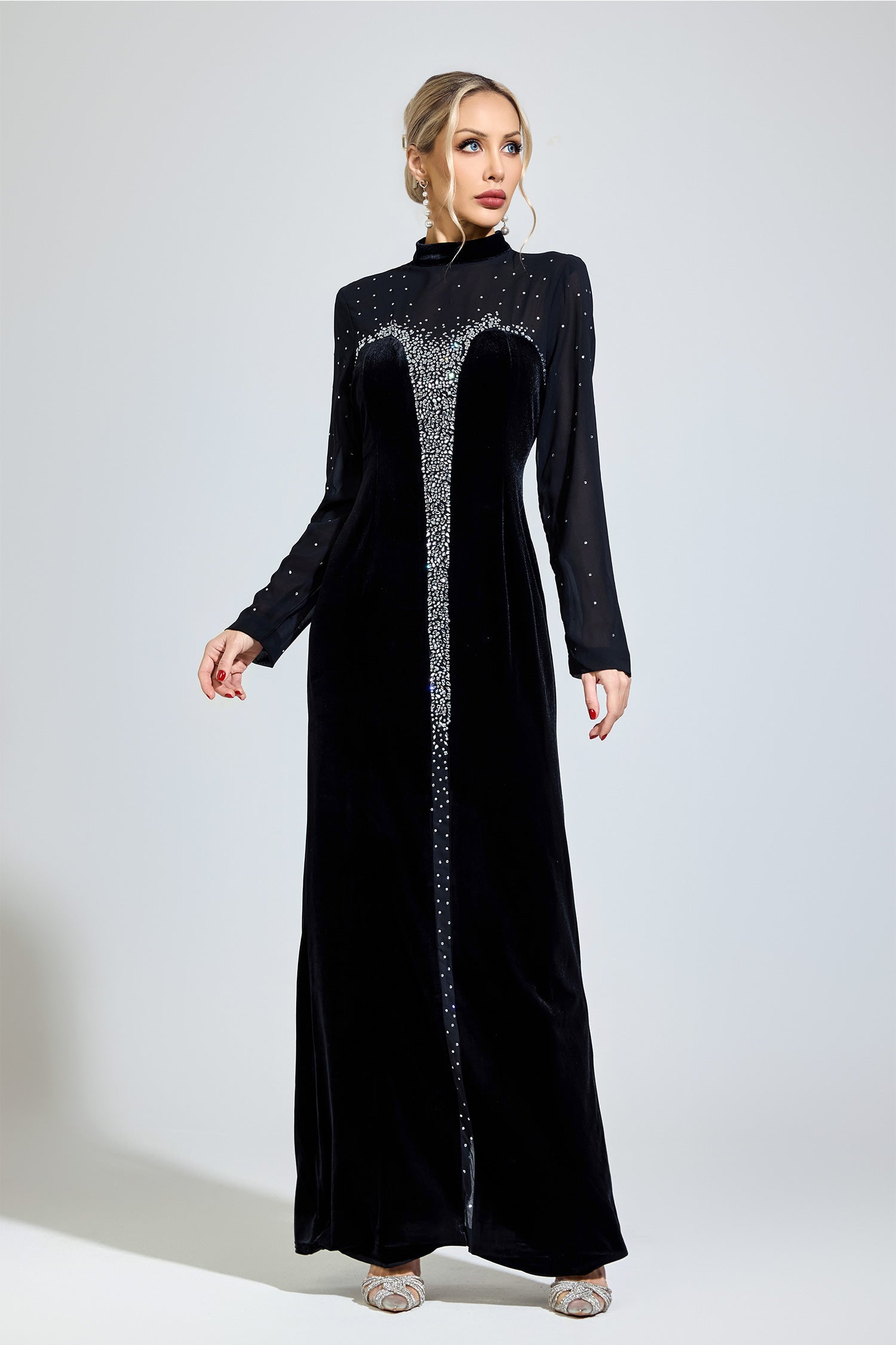 Sovqen Black Velvet Maxi Dress