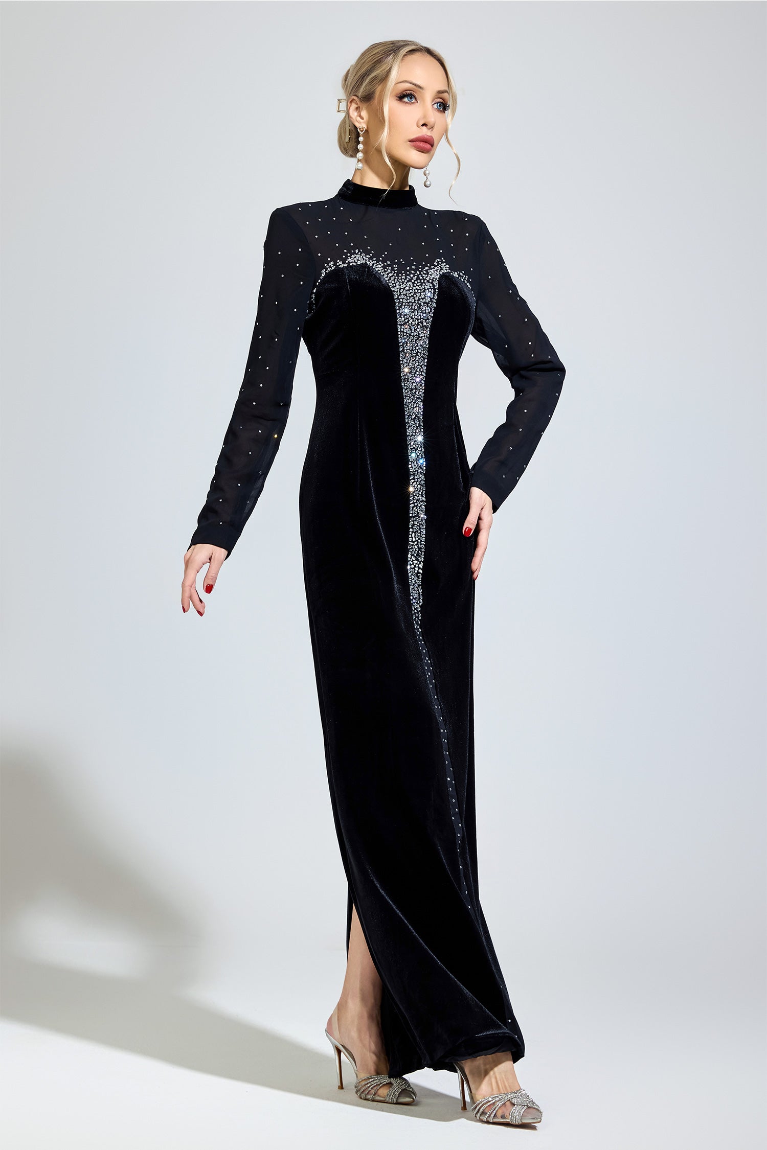 Sovqen Black Velvet Maxi Dress