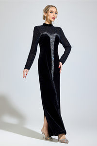 Sovqen Black Velvet Maxi Dress