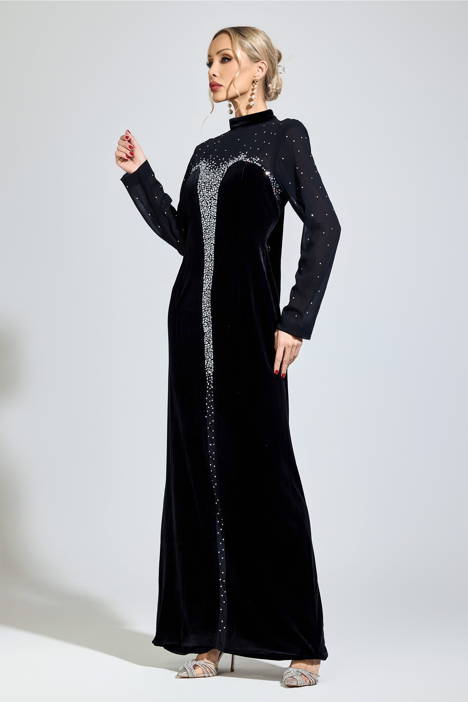 Sovqen Black Velvet Maxi Dress
