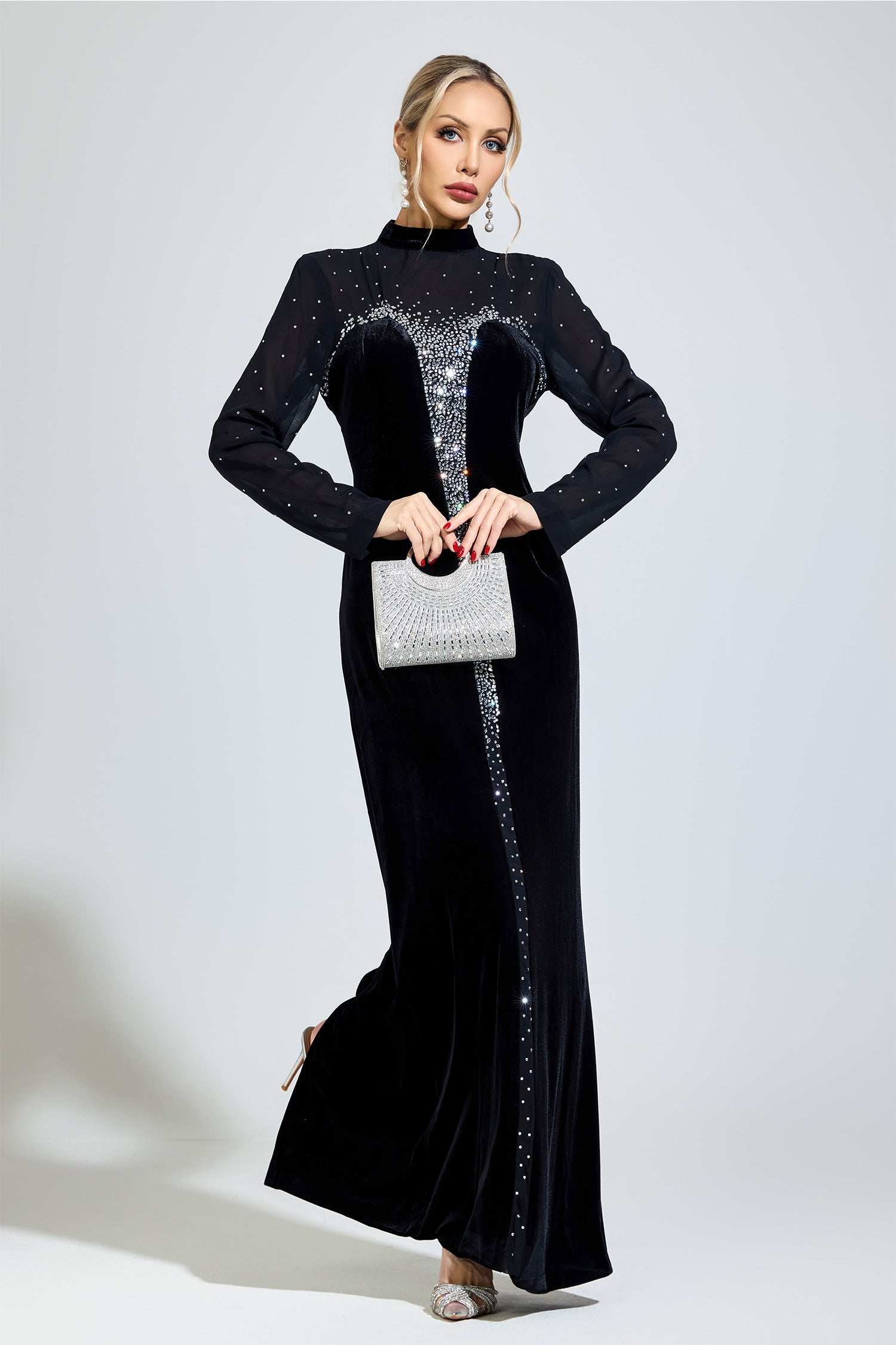 Sovqen Black Velvet Maxi Dress