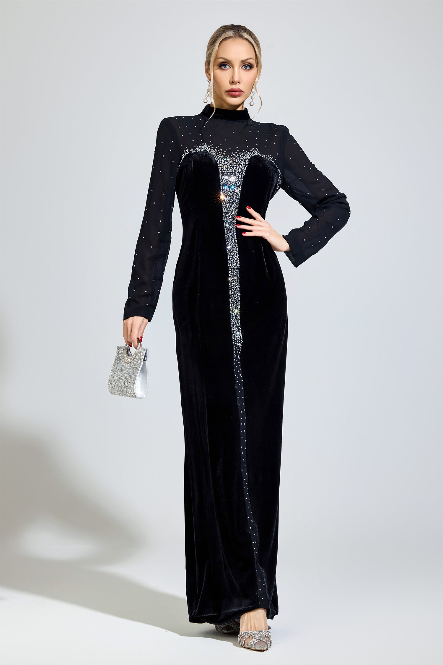 Sovqen Black Velvet Maxi Dress