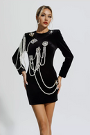 Vira Pearl Embellished Velvet Dress