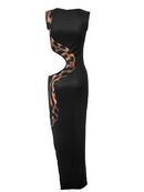 Dualyte Snake Printed Cutout Maxi Dress
