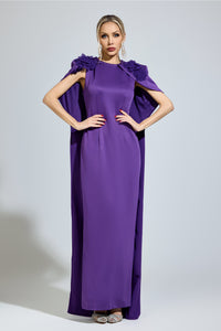 Orvexal Purple Cape Formal Dress