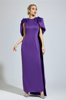 Orvexal Purple Cape Formal Dress