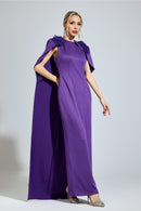 Orvexal Purple Cape Formal Dress